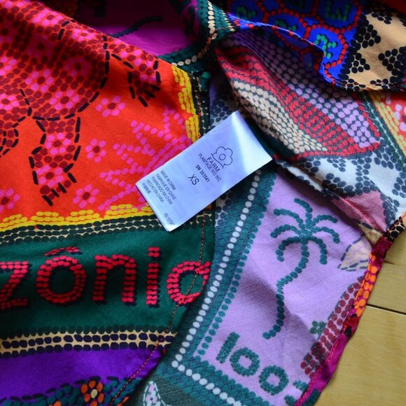 Farm Rio Dotted Patch Scarf Shirt Size XS - Picture 8 of 14
